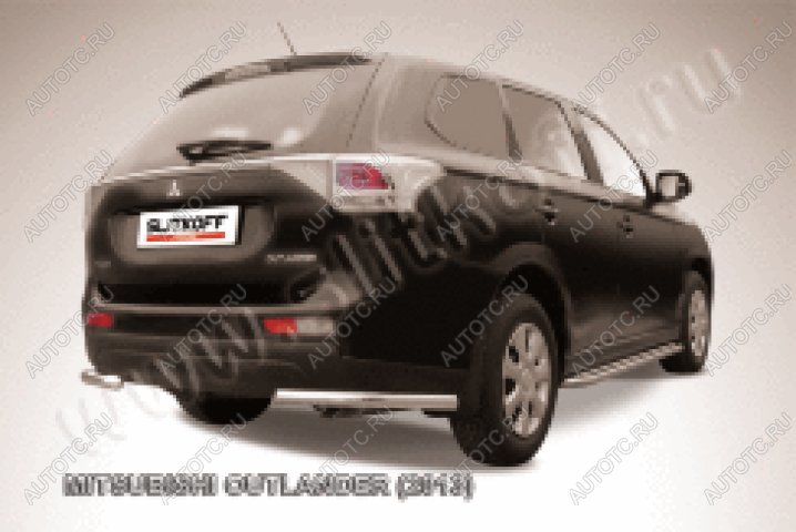 6 349 р. Защита заднего бампера уголки d57 Slitkoff Mitsubishi Outlander GF дорестайлинг (2012-2014) (Сталь с полимерным покрытием в цвет серебристый)  с доставкой в г. Керчь