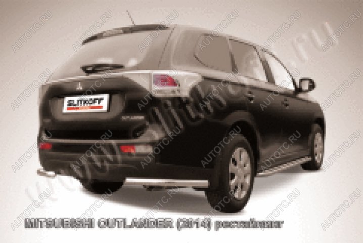 6 349 р. Защита заднего бампера уголки d57 Slitkoff  Mitsubishi Outlander  GF (2014-2016) 1-ый рестайлинг (Сталь с полимерным покрытием в цвет серебристый)  с доставкой в г. Керчь