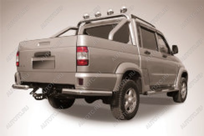 6 349 р. Защита заднего бампера уголки d76 Slitkoff Уаз Патриот 23632 2-ой рестайлинг пикап (2016-2025) (Сталь с полимерным покрытием в цвет серебристый)  с доставкой в г. Керчь