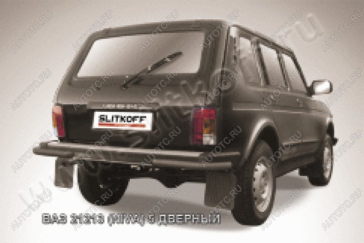 6 999 р. Защита заднего бампера уголки d57 Slitkoff  Лада нива 4х4  2131 (1993-2019) 5 дв. дорестайлинг (нержавейка с полимерным покрытием в цвет черный)  с доставкой в г. Керчь