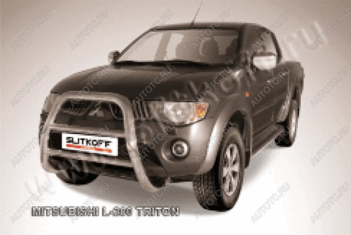 38 999 р. Защита переднего бампера кенгурятник d76 высокий (Triton) Slitkoff  Mitsubishi L200  4 (2006-2014)  дорестайлинг (нержавейка полированная)  с доставкой в г. Керчь