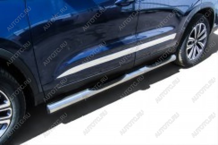 17 699 р. Защита порогов d76 с проступями Slitkoff  Mitsubishi Outlander  GF (2015-2018) 2-ой рестайлинг (нержавейка полированная)  с доставкой в г. Керчь