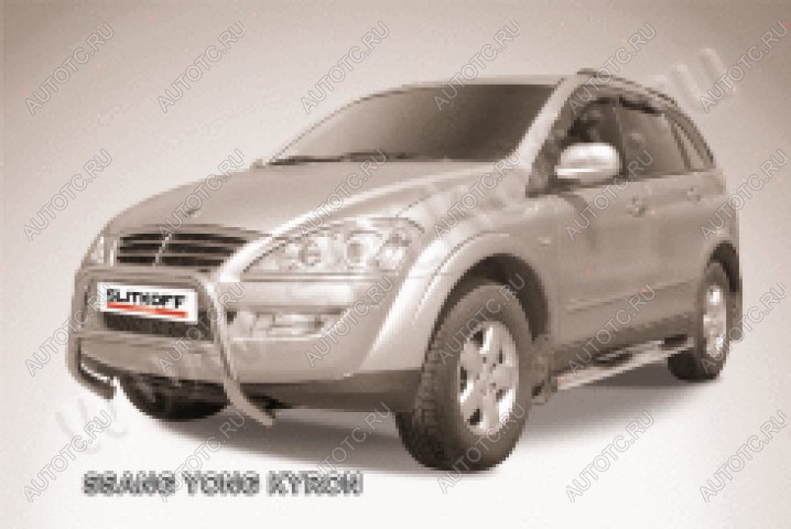 24 449 р. Защита переднего бампера кенгурятник низкий d57 Slitkoff SSANGYONG Kyron рестайлинг (2007-2016) (нержавейка полированная)  с доставкой в г. Керчь