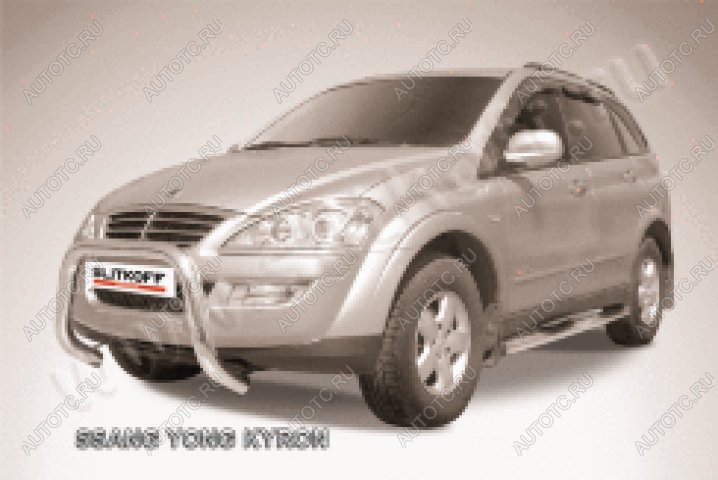 22 649 р. Защита переднего бампера кенгурятник низкий мини d57 Slitkoff  SSANGYONG Kyron (2007-2016) рестайлинг (нержавейка полированная)  с доставкой в г. Керчь