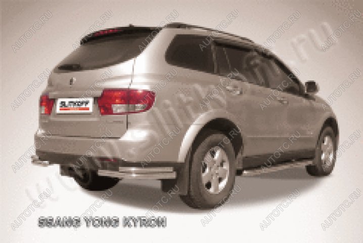 9 999 р. Защита заднего бампера уголки d57+d42 двойные Slitkoff  SSANGYONG Kyron (2007-2016) рестайлинг (нержавейка полированная)  с доставкой в г. Керчь