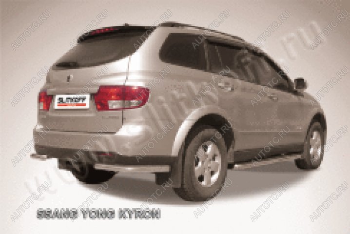 7 699 р. Защита заднего бампера уголки d57 Slitkoff SSANGYONG Kyron рестайлинг (2007-2016) (нержавейка полированная)  с доставкой в г. Керчь