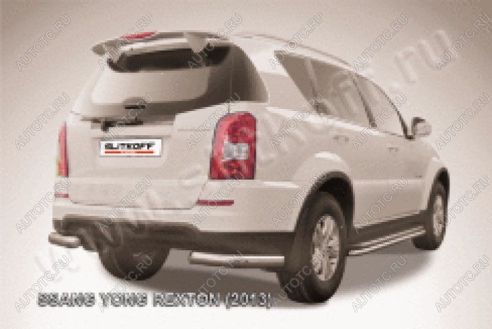 10 449 р. Защита заднего бампера уголки d76 Slitkoff SSANGYONG Rexton Y290 (2012-2017) (нержавейка полированная)  с доставкой в г. Керчь