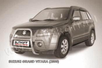 Защита переднего бампера кенгурятник d57 высокий Slitkoff Suzuki Grand Vitara ( JT 5 дверей,  JT 3 двери) (2005-2008) дорестайлинг (нержавейка полированная)