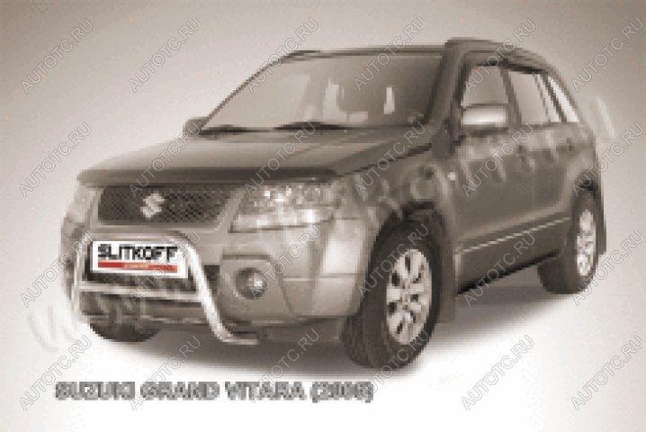 24 449 р. Защита переднего бампера кенгурятник d57 низкий Slitkoff Suzuki Grand Vitara JT 5 дверей дорестайлинг (2005-2008) (нержавейка полированная)  с доставкой в г. Керчь