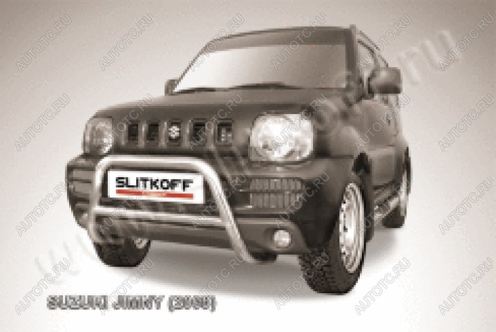 24 449 р. Защита переднего бампера кенгурятник d57 низкий Slitkoff Suzuki Jimny JB23/JB43 дорестайлинг (1998-2001) (нержавейка полированная)  с доставкой в г. Керчь