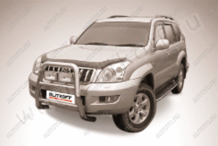 32 999 р. Защита переднего бампера кенгурятник d76 высокий Slitkoff Toyota Land Cruiser Prado J120 (2002-2009) (нержавейка полированная)  с доставкой в г. Керчь