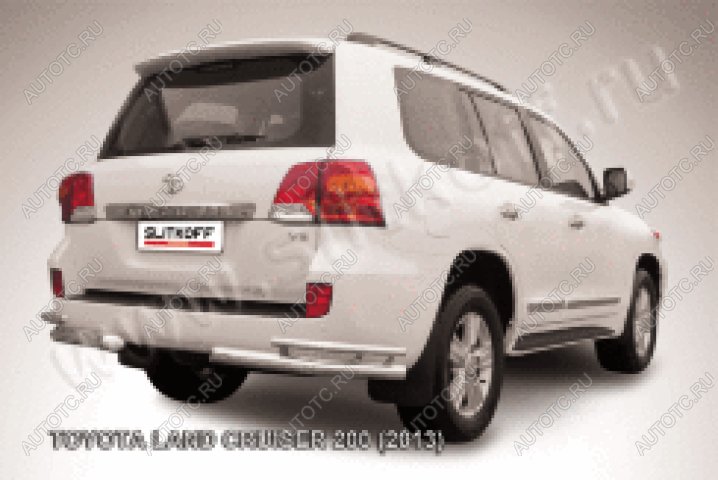 16 899 р. Защита заднего бампера уголки двойные d76+d42 Slitkoff  Toyota Land Cruiser  200 (2012-2015) 1-ый рестайлинг (нержавейка полированная)  с доставкой в г. Керчь