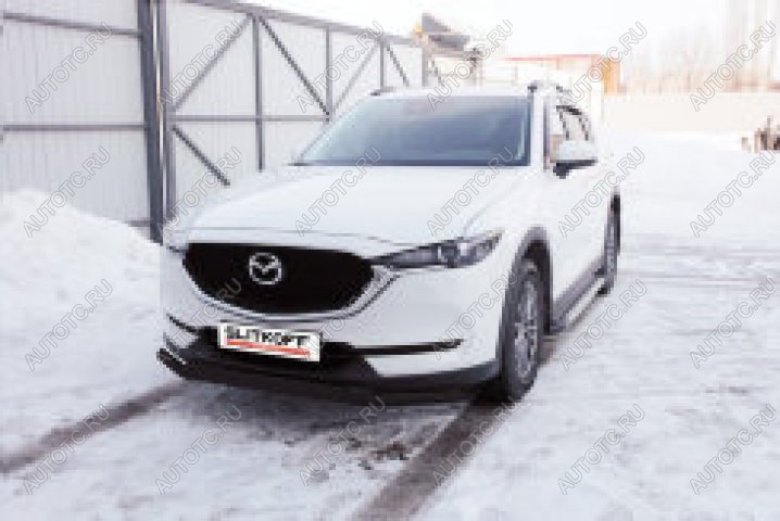 10 699 р. Защита переднего бампера d57+d42 двойная Slitkoff Mazda CX-5 KF (2016-2025) (  Сталь с полимерным покрытием в цвет черный)  с доставкой в г. Керчь