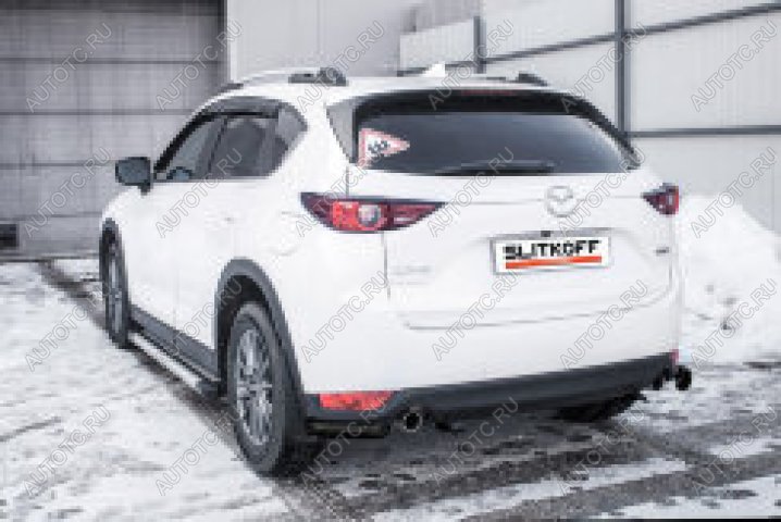 4 999 р. Защита заднего бампера уголки d57 Slitkoff Mazda CX-5 KF (2016-2025) ( Сталь с полимерным покрытием в цвет черный)  с доставкой в г. Керчь
