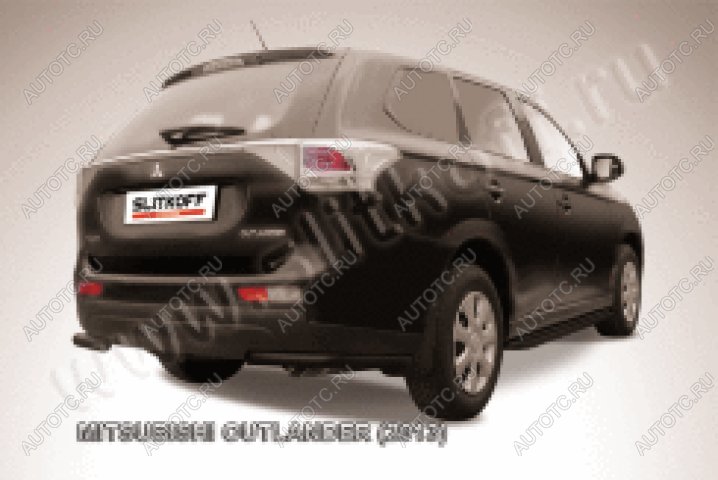 6 349 р. Защита заднего бампера уголки d57 Slitkoff  Mitsubishi Outlander  GF (2012-2014) дорестайлинг ( Сталь с полимерным покрытием в цвет черный)  с доставкой в г. Керчь