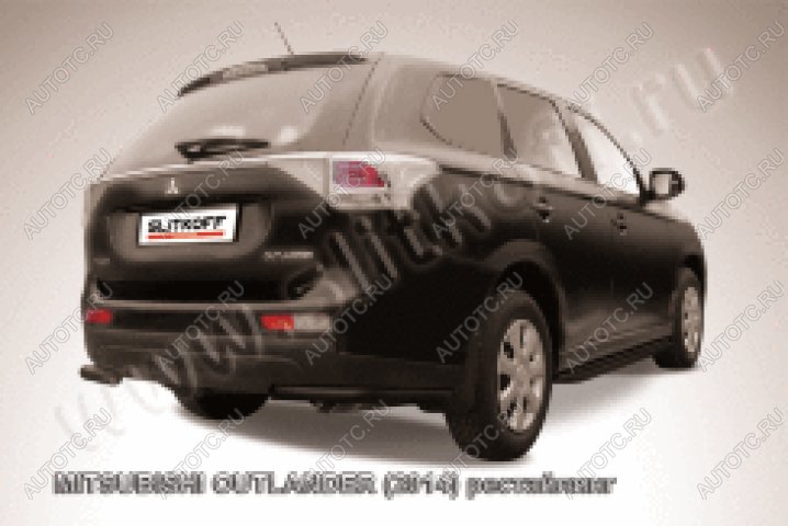 6 349 р. Защита заднего бампера уголки d57 Slitkoff  Mitsubishi Outlander  GF (2014-2016) 1-ый рестайлинг ( Сталь с полимерным покрытием в цвет черный)  с доставкой в г. Керчь
