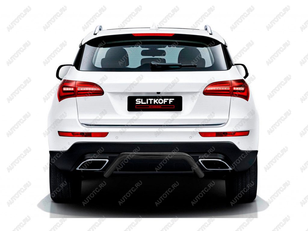 7 999 р. Защита заднего бампера d57 скоба Slitkoff Zotye Coupa B11F (2019-2021) (Сталь с полимерным покрытием в цвет черный)  с доставкой в г. Керчь