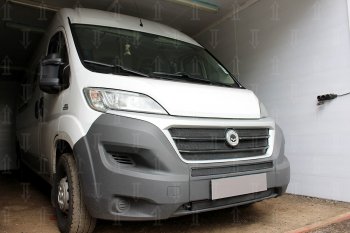 4 099 р. Защитная сетка в бампер (низ, 2 части, ячейка 3х7 мм) Alfeco Стандарт Fiat Ducato 290 (2014-2025) (Чёрная)  с доставкой в г. Керчь. Увеличить фотографию 4