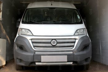 4 299 р. Защитная сетка в бампер (низ, 2 части, ячейка 3х7 мм) Alfeco Стандарт Fiat Ducato 290 (2014-2025) (Хром)  с доставкой в г. Керчь. Увеличить фотографию 2