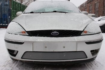 Защитная сетка в бампер (ячейка 3х7 мм) Alfeco Стандарт Ford Focus  1 (2001-2005) седан рестайлинг, универсал рестайлинг, хэтчбэк 3 дв. рестайлинг, хэтчбэк 5 дв. рестайлинг (Хром)