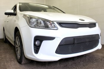 3 179 р. Защитная сетка в бампер (верх, заглушка без сот) Alfeco Стандарт KIA Rio 4 FB дорестайлинг седан (2016-2020) (Чёрная)  с доставкой в г. Керчь. Увеличить фотографию 4