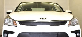 3 179 р. Защитная сетка в бампер (верх, заглушка без сот) Alfeco Стандарт KIA Rio 4 FB дорестайлинг седан (2016-2020) (Чёрная)  с доставкой в г. Керчь. Увеличить фотографию 2