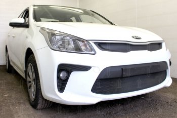 3 149 р. Защитная сетка в бампер (низ, ячейка 3х7 мм) Alfeco Стандарт KIA Rio 4 FB дорестайлинг седан (2016-2020) (Чёрная)  с доставкой в г. Керчь. Увеличить фотографию 3