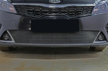 3 199 р. Защитная сетка в бампер (низ, ячейка 3х7 мм) Alfeco Стандарт KIA Rio X рестайлинг (2020-2025) (Чёрная)  с доставкой в г. Керчь. Увеличить фотографию 2