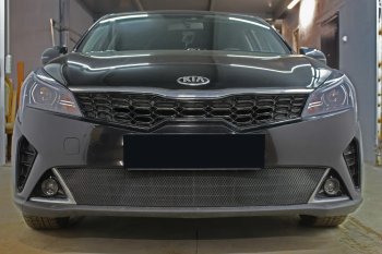 Защитная сетка в бампер (низ, ячейка 3х7 мм) Alfeco Стандарт KIA Rio X рестайлинг (2020-2025) (Чёрная)