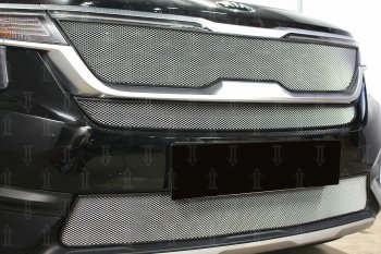 2 899 р. Защитная сетка в бампер (низ, с датчиком SCC, ячейка 3х7 мм) Alfeco Стандарт KIA Seltos (2019-2025) (Хром)  с доставкой в г. Керчь. Увеличить фотографию 4