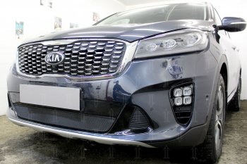 3 079 р. Защитная сетка в бампер (низ, ячейка 3х7 мм) Alfeco Стандарт KIA Sorento UM/Prime рестайлинг (2018-2020) (Чёрная)  с доставкой в г. Керчь. Увеличить фотографию 4