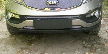 2 889 р. Защитная сетка в бампер (низ, ячейка 3х7 мм) Alfeco Стандарт  KIA Sportage  3 SL (2010-2016) дорестайлинг, рестайлинг (Хром)  с доставкой в г. Керчь. Увеличить фотографию 2