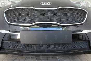 Защитная сетка в бампер (середина, ячейка 3х7 мм) Alfeco Стандарт KIA Sportage  4 QL (2018-2022) рестайлинг (Чёрная)