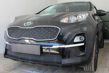 959 р. Защитная сетка в бампер (середина, ячейка 3х7 мм) Alfeco Стандарт  KIA Sportage  4 QL (2018-2022) рестайлинг (Чёрная)  с доставкой в г. Керчь. Увеличить фотографию 8