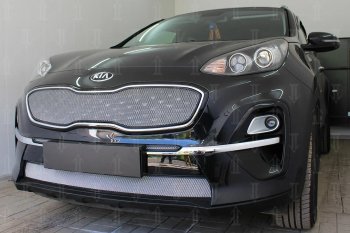 3 899 р. Защитная сетка в бампер (верх, ячейка 3х7 мм) Alfeco Стандарт  KIA Sportage  4 QL (2018-2022) рестайлинг (Хром)  с доставкой в г. Керчь. Увеличить фотографию 5