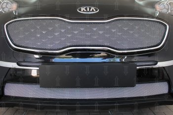 Защитная сетка в бампер (середина, ячейка 3х7 мм) Alfeco Стандарт KIA Sportage  4 QL (2018-2022) рестайлинг (Хром)