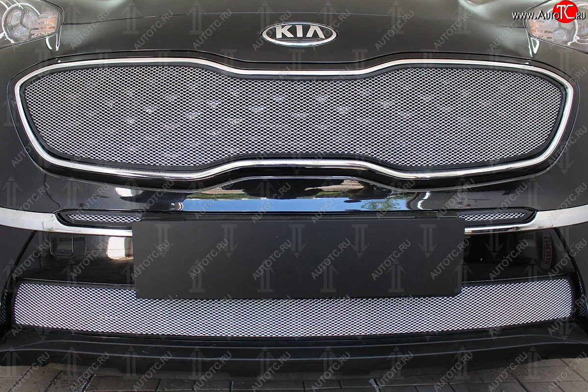 959 р. Защитная сетка в бампер (середина, ячейка 3х7 мм) Alfeco Стандарт  KIA Sportage  4 QL (2018-2022) рестайлинг (Хром)  с доставкой в г. Керчь