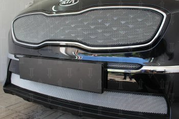 959 р. Защитная сетка в бампер (середина, ячейка 3х7 мм) Alfeco Стандарт  KIA Sportage  4 QL (2018-2022) рестайлинг (Хром)  с доставкой в г. Керчь. Увеличить фотографию 3