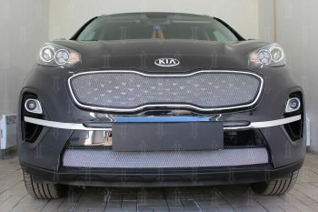 959 р. Защитная сетка в бампер (середина, ячейка 3х7 мм) Alfeco Стандарт  KIA Sportage  4 QL (2018-2022) рестайлинг (Хром)  с доставкой в г. Керчь. Увеличить фотографию 4