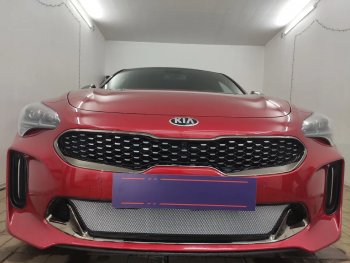 3 489 р. Защитная сетка в бампер (низ, ячейка 3х7 мм) Alfeco Стандарт KIA Stinger (2017-2025) (Хром)  с доставкой в г. Керчь. Увеличить фотографию 4