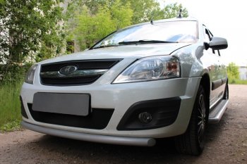 2 599 р. Защитная сетка в бампер (низ, ячейка 3х7 мм) Alfeco Стандарт Лада Ларгус дорестайлинг R90 (2012-2021) (Чёрная)  с доставкой в г. Керчь. Увеличить фотографию 2