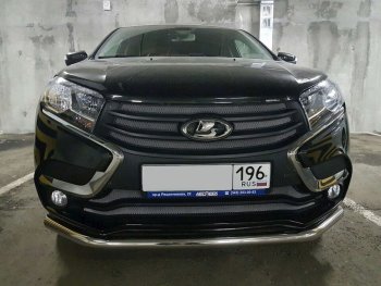 3 999 р. Защитная сетка в бампер (низ, 2 части, ячейка 3х7 мм) Alfeco Стандарт  Лада XRAY (2016-2022) (Хром)  с доставкой в г. Керчь. Увеличить фотографию 4