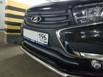 3 999 р. Защитная сетка в бампер (низ, 2 части, ячейка 3х7 мм) Alfeco Стандарт  Лада XRAY (2016-2022) (Хром)  с доставкой в г. Керчь. Увеличить фотографию 3