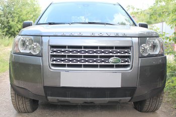 Защитная сетка в бампер (низ, ячейка 3х7 мм) Alfeco Стандарт Land Rover Freelander L359 дорестайлинг (2006-2010) (Чёрная)