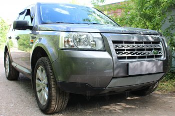 3 149 р. Защитная сетка в бампер (низ, ячейка 3х7 мм) Alfeco Стандарт Land Rover Freelander L359 дорестайлинг (2006-2010) (Хром)  с доставкой в г. Керчь. Увеличить фотографию 2