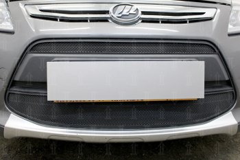 4 849 р. Защитная сетка в бампер (2 части, ячейка 3х7 мм) Alfeco Стандарт  Lifan X50 (2015-2025) (Чёрная)  с доставкой в г. Керчь. Увеличить фотографию 3