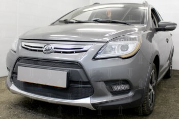 4 849 р. Защитная сетка в бампер (2 части, ячейка 3х7 мм) Alfeco Стандарт  Lifan X50 (2015-2025) (Чёрная)  с доставкой в г. Керчь. Увеличить фотографию 4