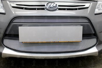 4 999 р. Защитная сетка в бампер (2 части, ячейка 3х7 мм) Alfeco Стандарт  Lifan X50 (2015-2025) (Хром)  с доставкой в г. Керчь. Увеличить фотографию 4
