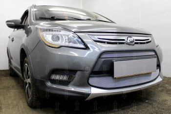 4 999 р. Защитная сетка в бампер (2 части, ячейка 3х7 мм) Alfeco Стандарт  Lifan X50 (2015-2025) (Хром)  с доставкой в г. Керчь. Увеличить фотографию 2