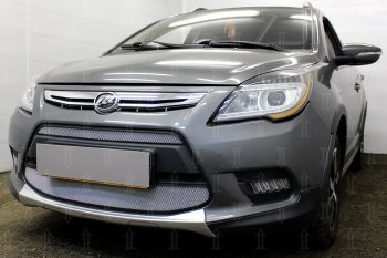 4 999 р. Защитная сетка в бампер (2 части, ячейка 3х7 мм) Alfeco Стандарт  Lifan X50 (2015-2025) (Хром)  с доставкой в г. Керчь. Увеличить фотографию 3